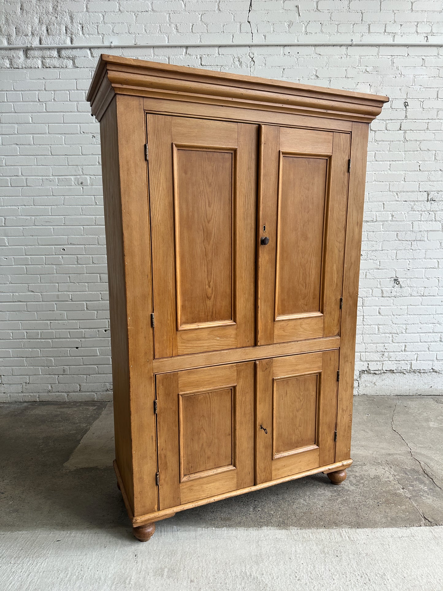 Antique Pine Four Door English Cupboard or Larder, c. 1880