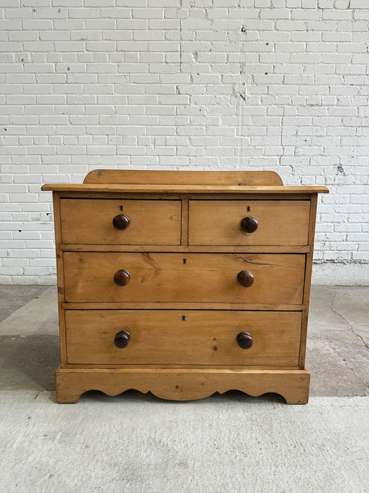Antique Pine Chest of Drawers with Mahogany Knobs c. 1890