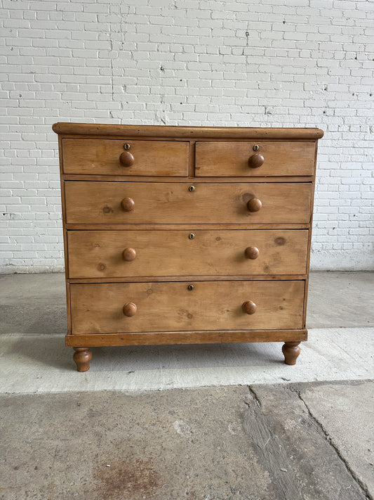 Antique Pine English Chest of Drawers, c. 1890