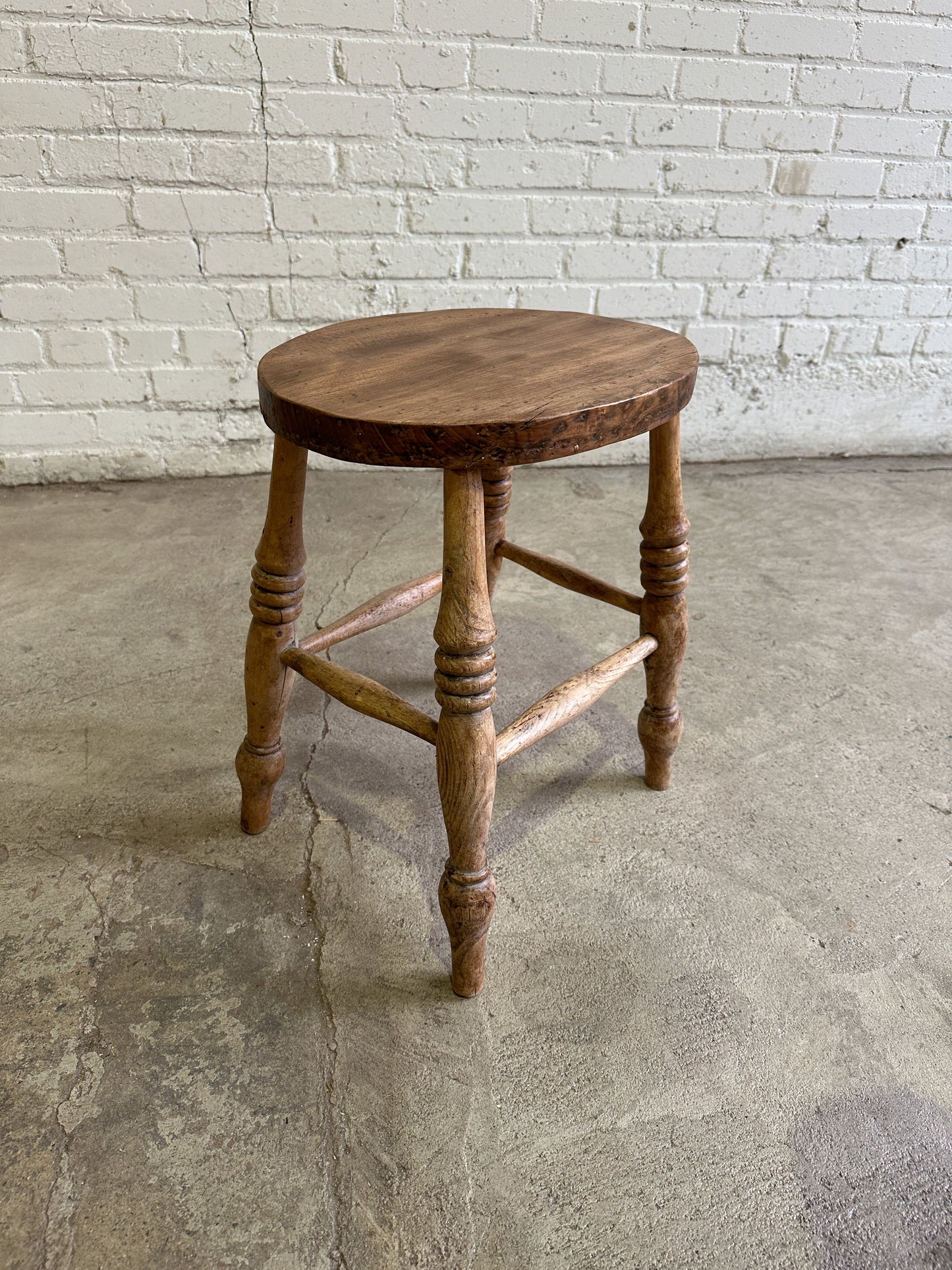 Antique Pine Stool with Oval Top, c. 1880