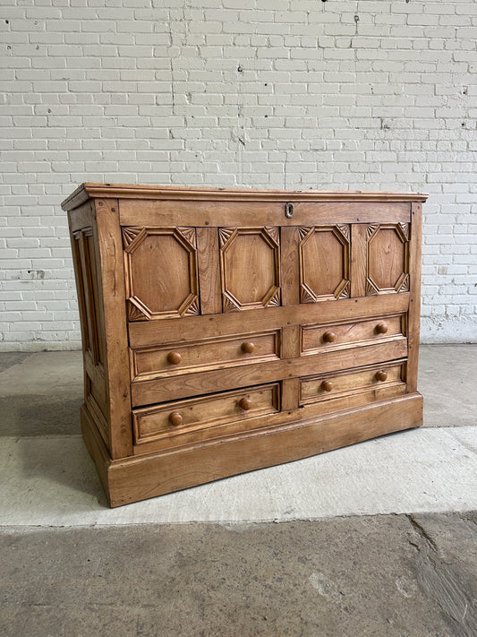 Extra Large Antique English Elm Chest c. 1820