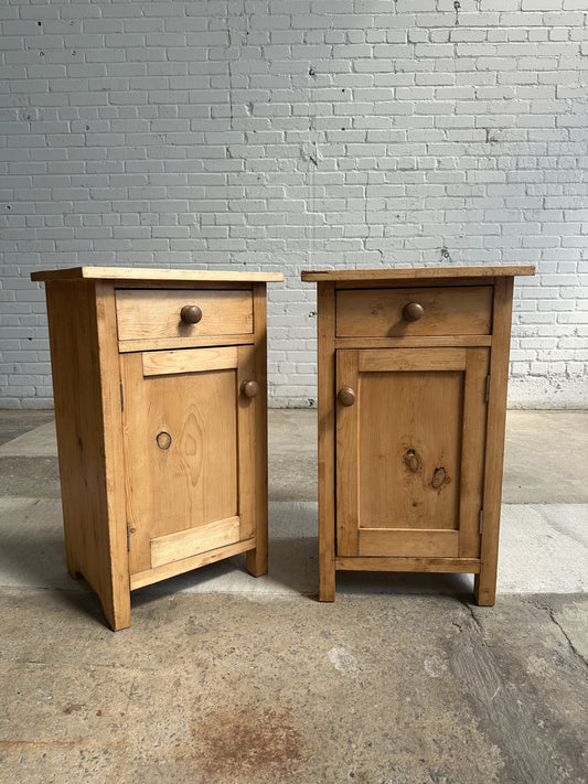 **on hold** A Pair of Antique Pine English Nightstands, c. 1900