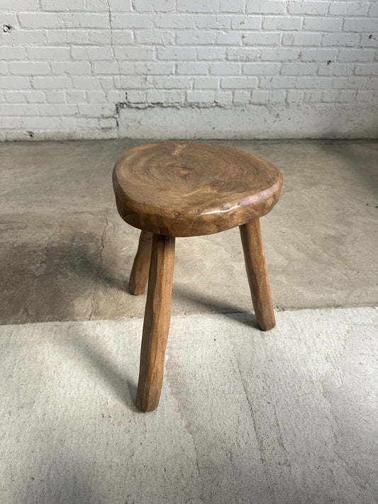 Antique French Elm Stool c. 1890