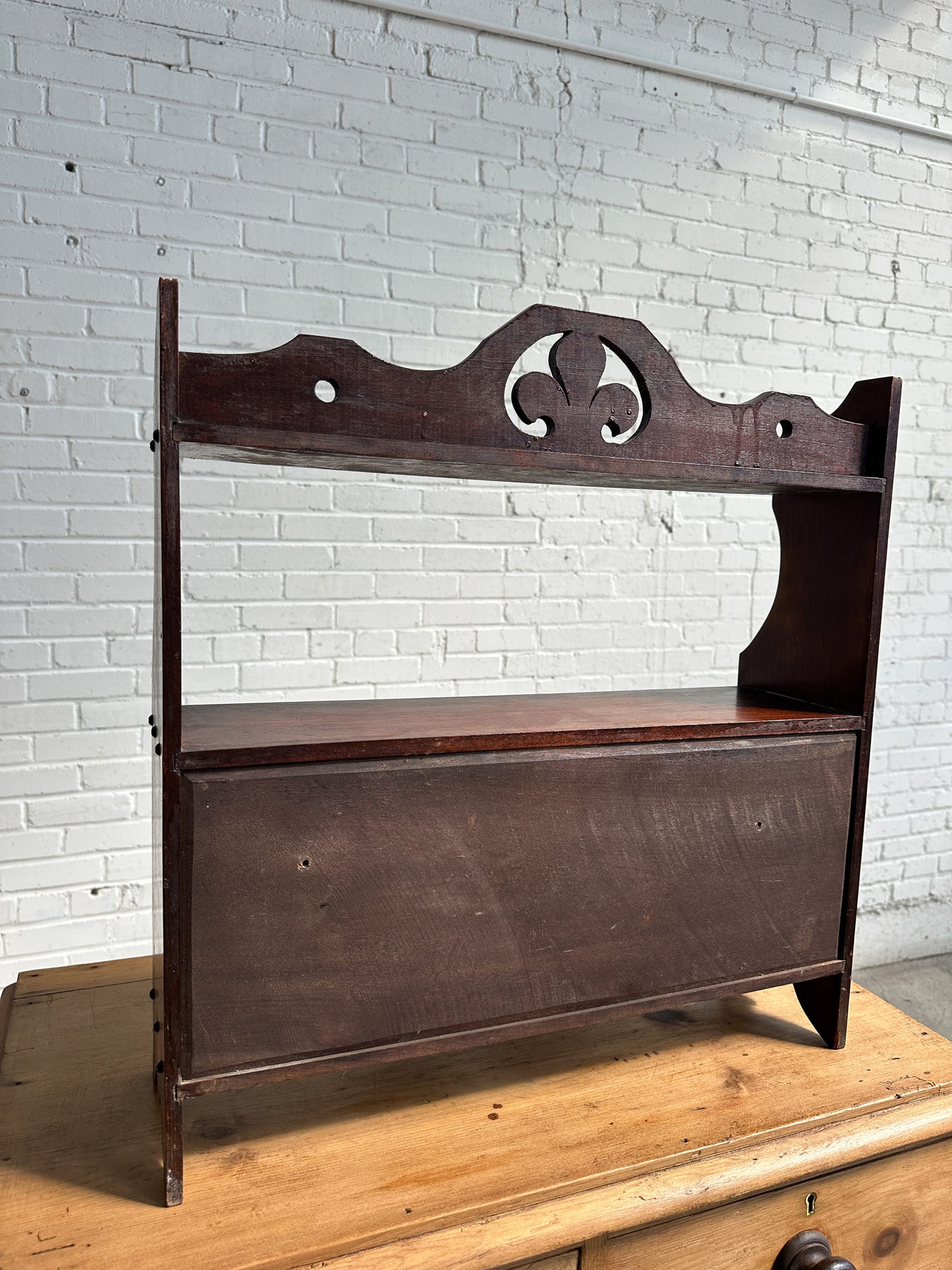Antique English Oak Wall Cupboard, c. 1895