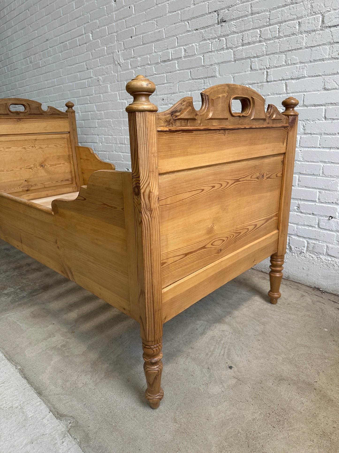A Pair of Antique Pine Sleigh Beds c. 1900