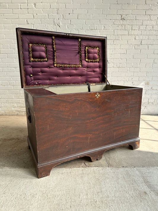 Antique Scumbled Marriage Chest with Hidden Drawers, c. 1870