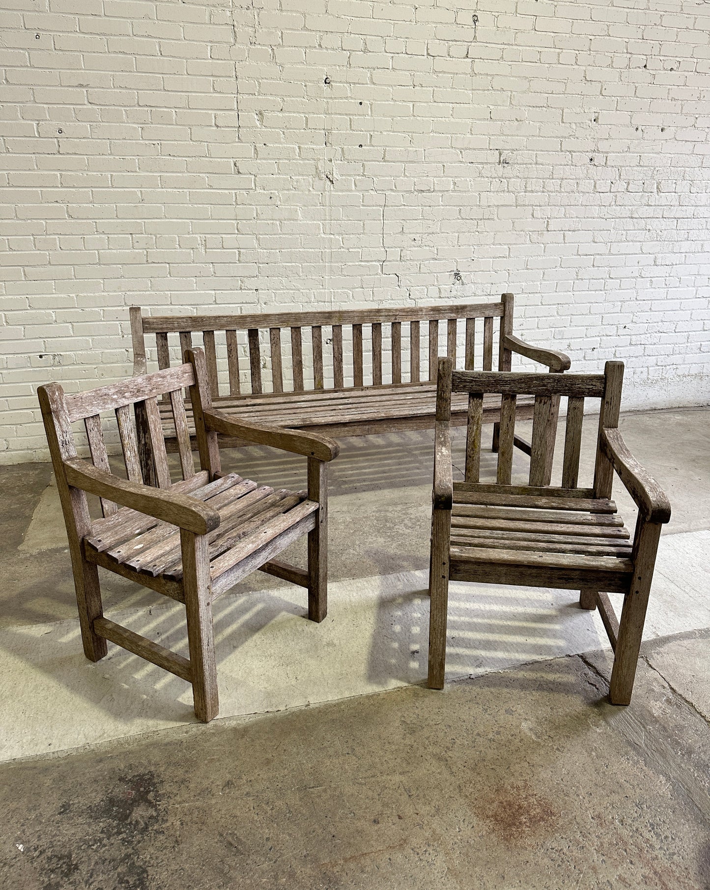 Antique English 3-Piece Teak Garden Set