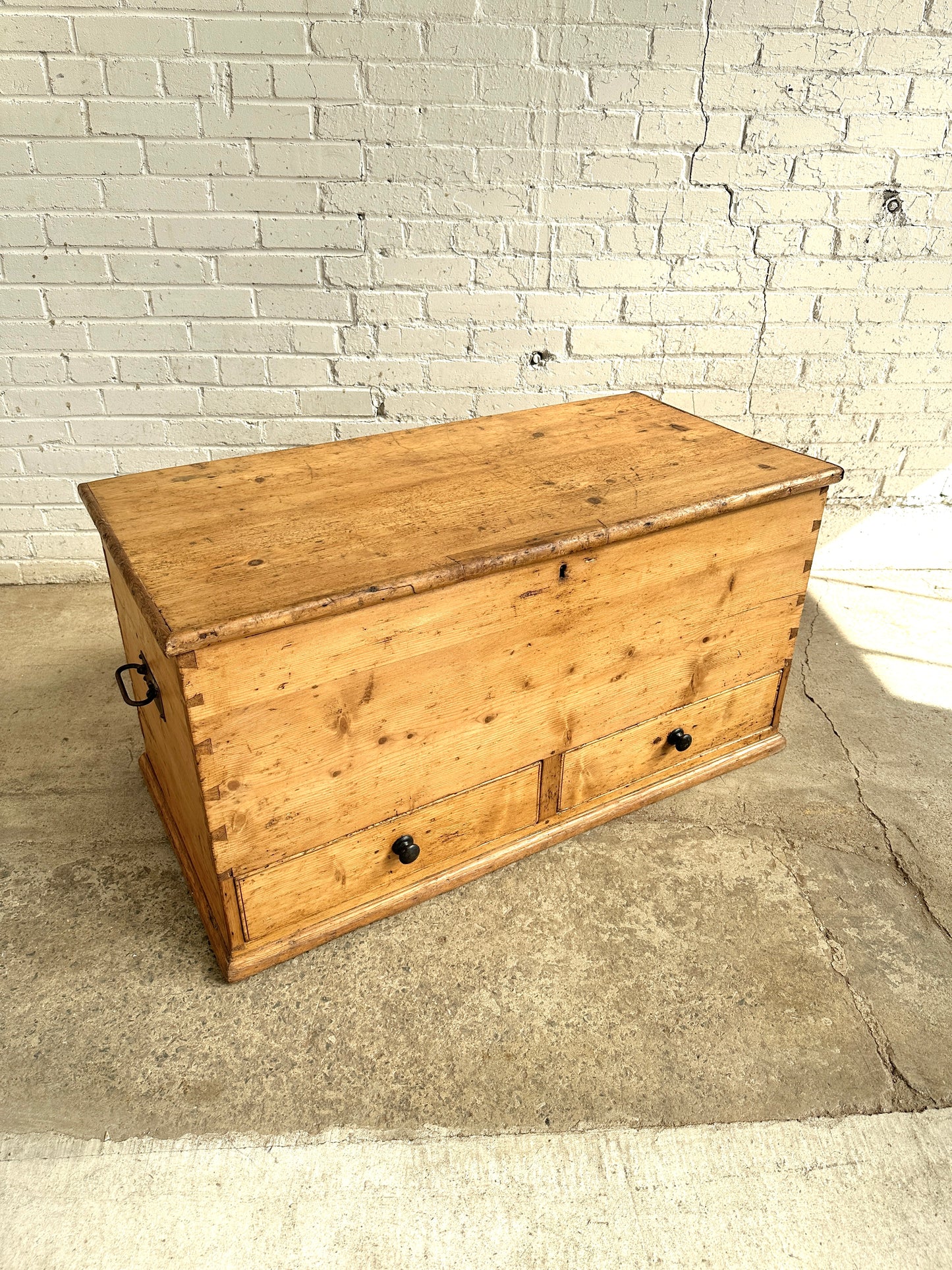 Antique Pine English Mule Chest with Locking Drawers c. 1840