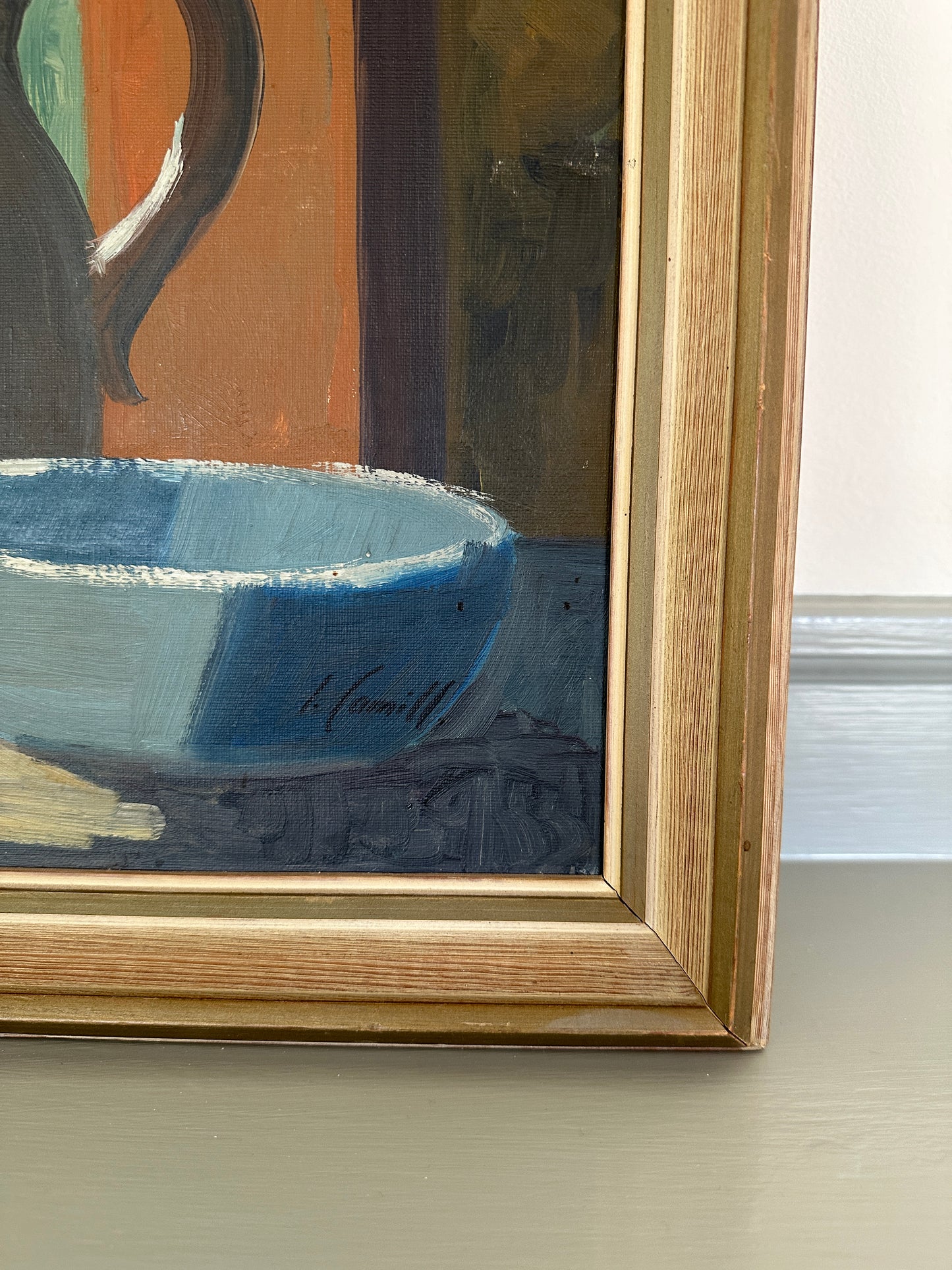 Kitchen Window: Vintage Oil on Canvas