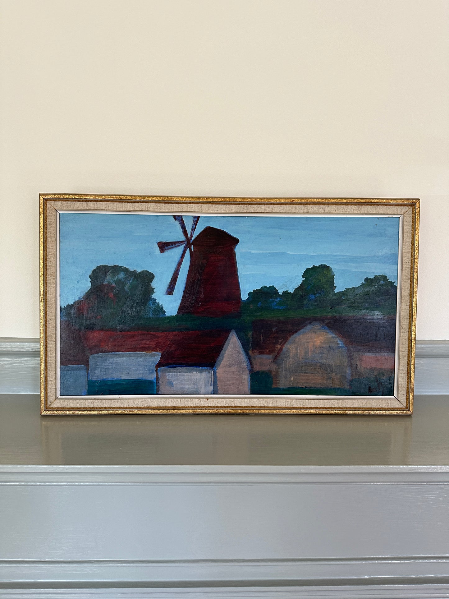 Windmill Landscape: Swedish oil on board