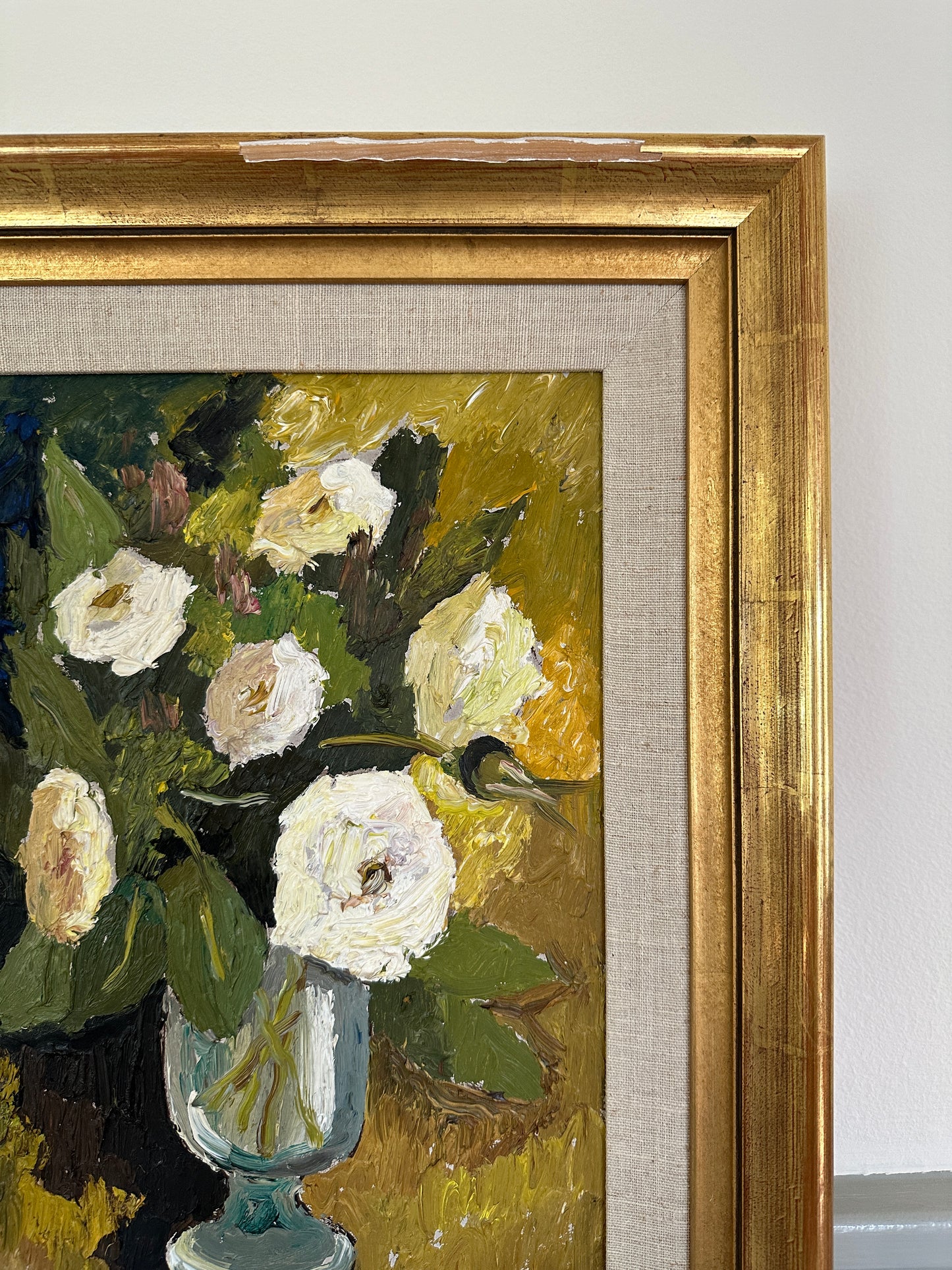 Flowers in Vase: Vintage oil on board