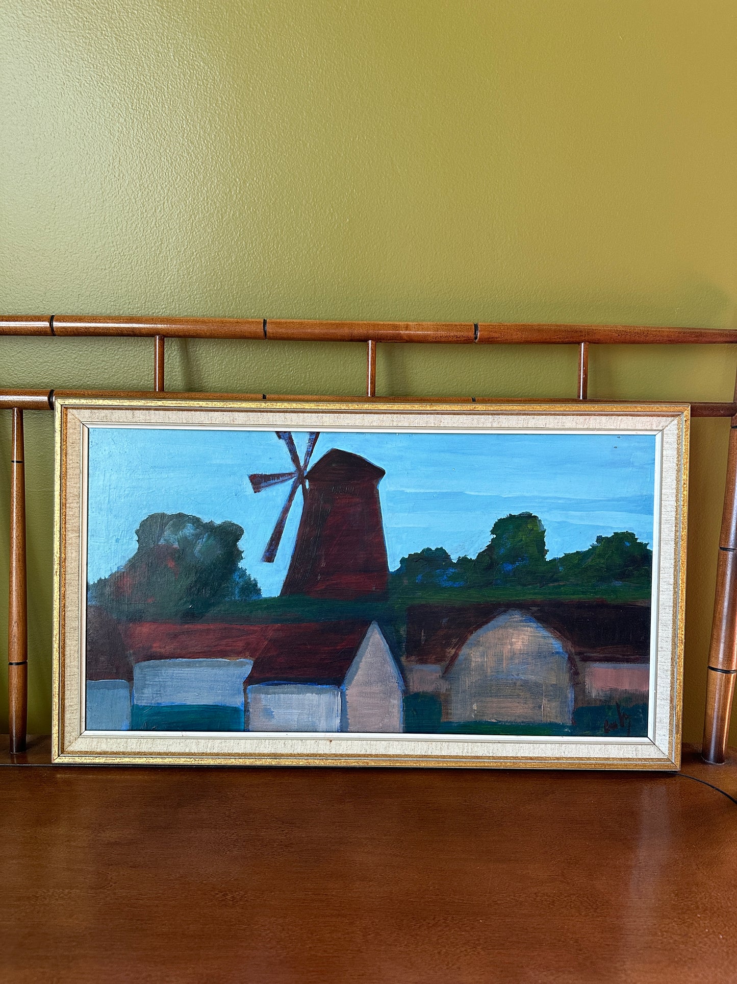 Windmill Landscape: Swedish oil on board