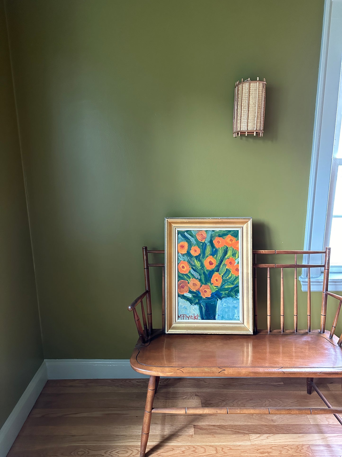 Bright Bouquet: Vintage Swedish Oil on Canvas