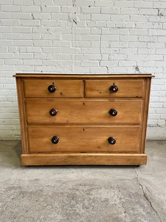 Antique Pine Chest of Drawers on Castors c. 1880