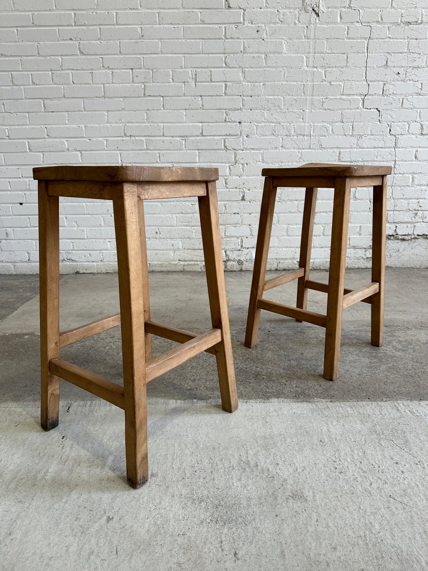 Antique English Pair of Stools with Saddle Seats, c. 1920