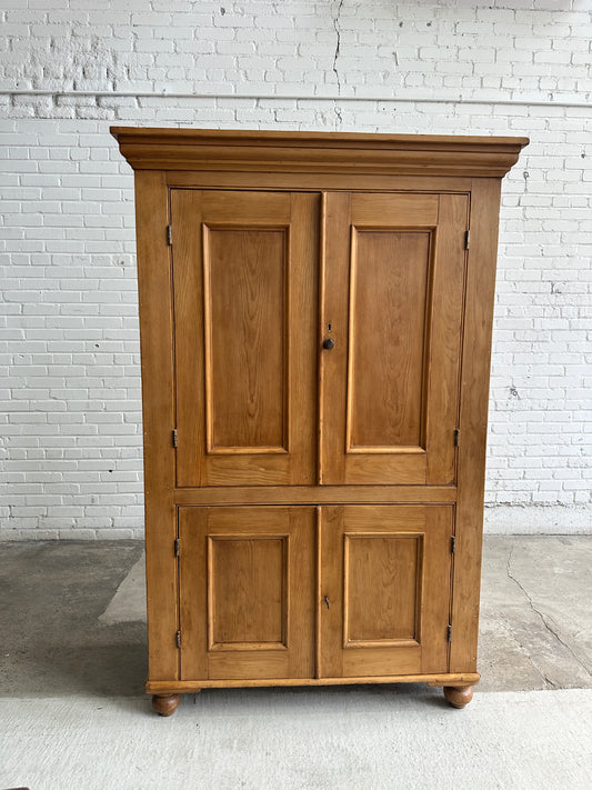 Antique Pine Four Door English Cupboard or Larder, c. 1880