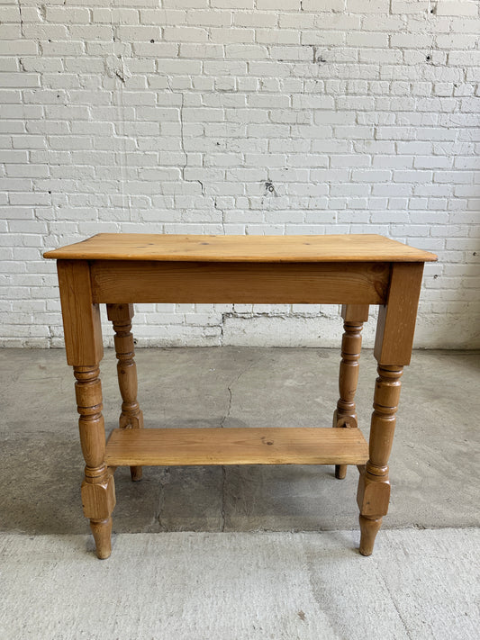 An English Antique Pine Side Table with Shelf c. 1890