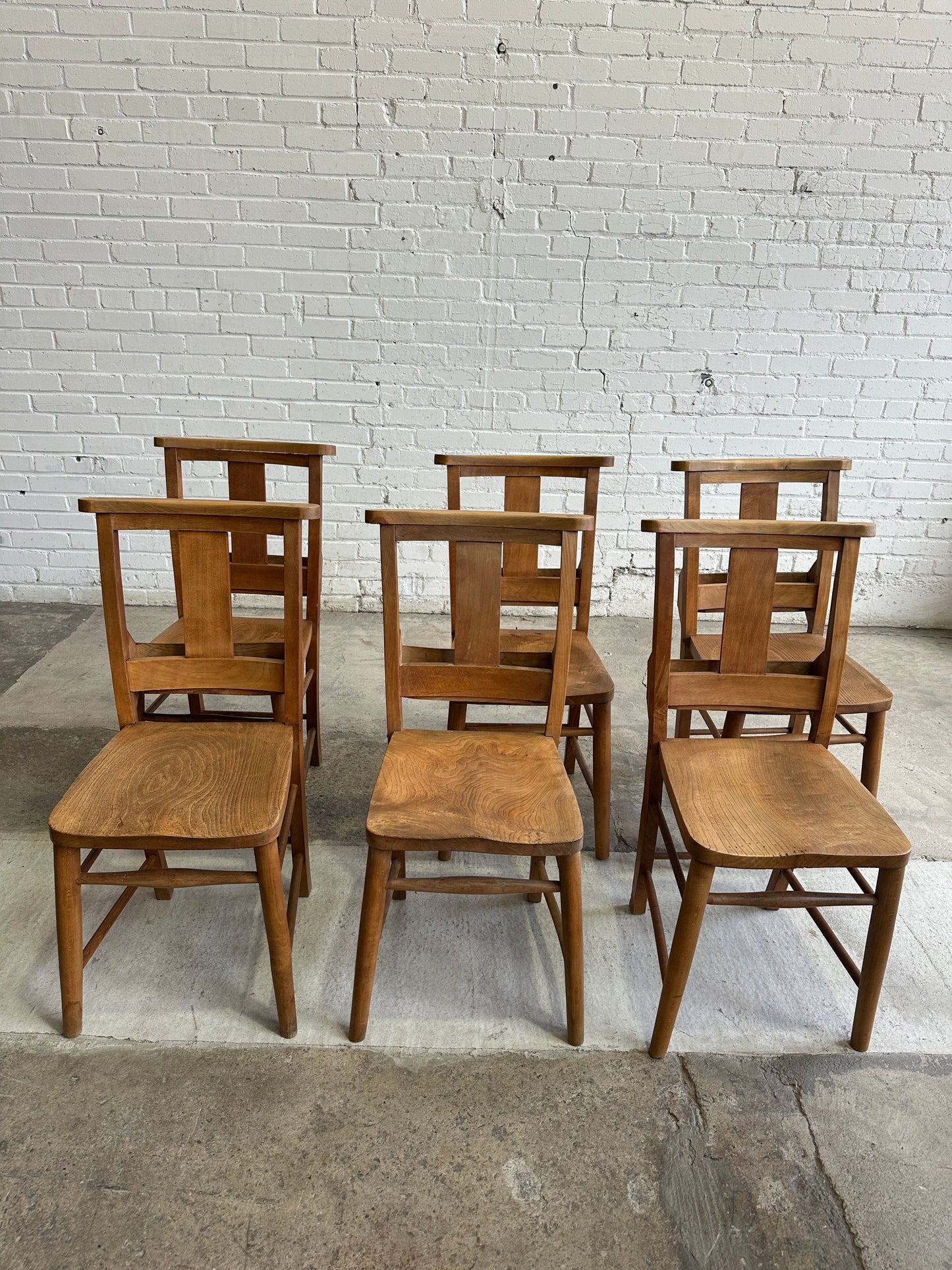 A Set of Six English Chapel Chairs from London c. 1910