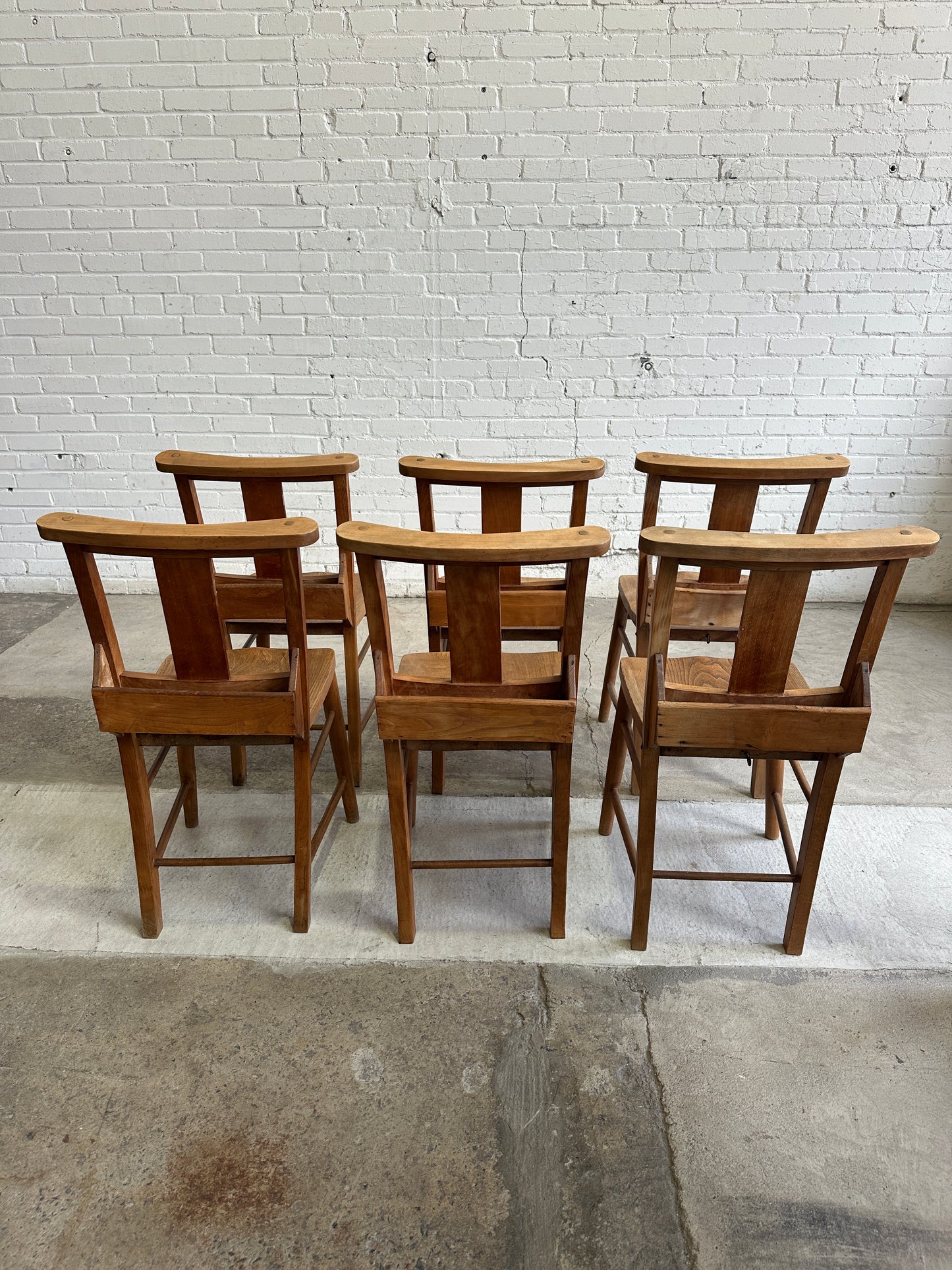 A Set of Six English Chapel Chairs from London c. 1910