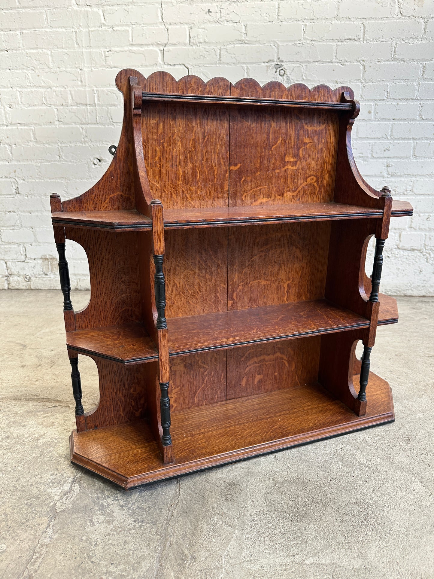 Antique Scalloped Oak Wall Shelf c. 1900