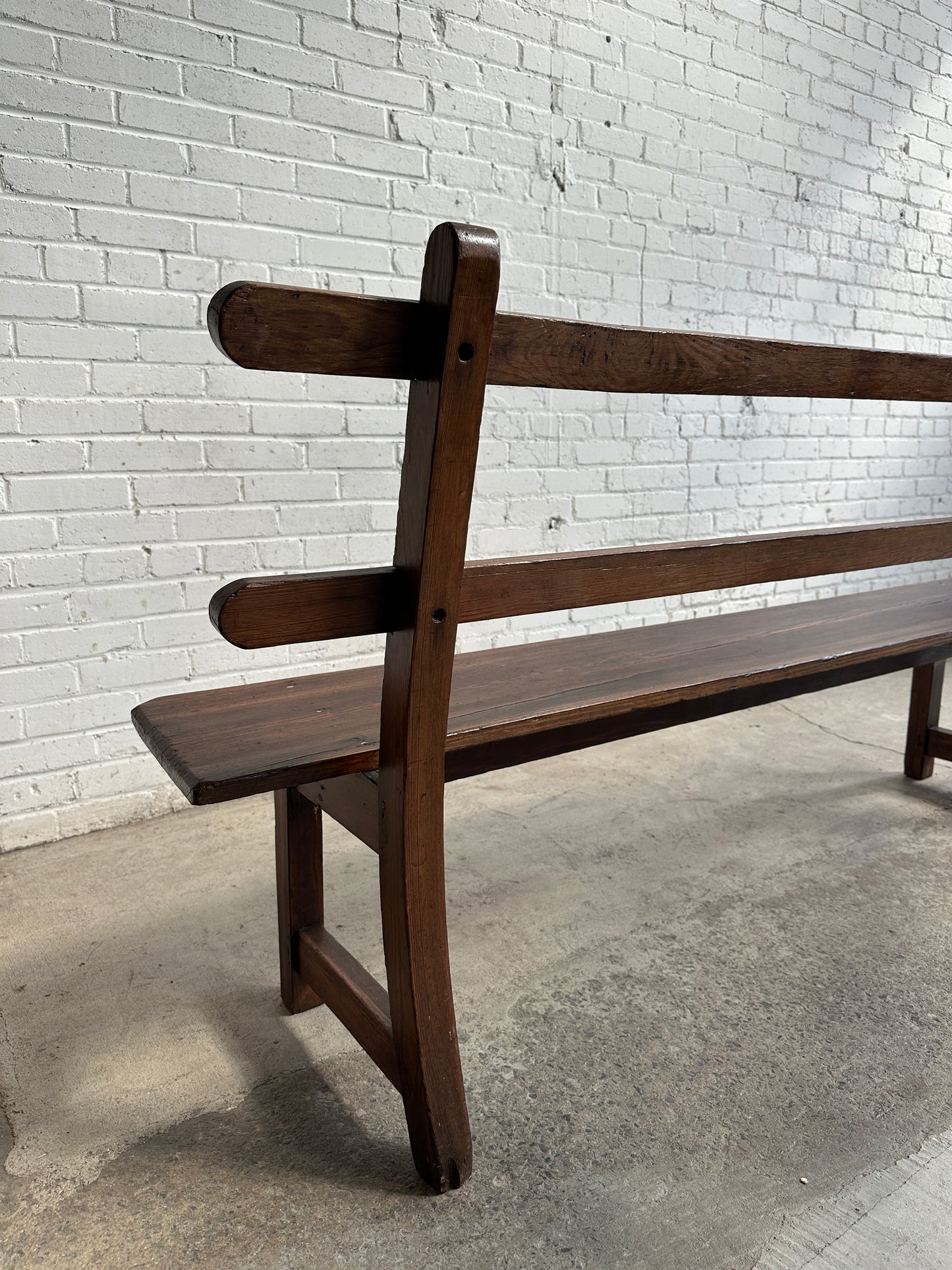 A Pair of Antique Pine Slat Back Benches, c. 1890