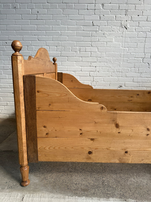 A Wide Antique Pine Sleigh Bed, c. 1900