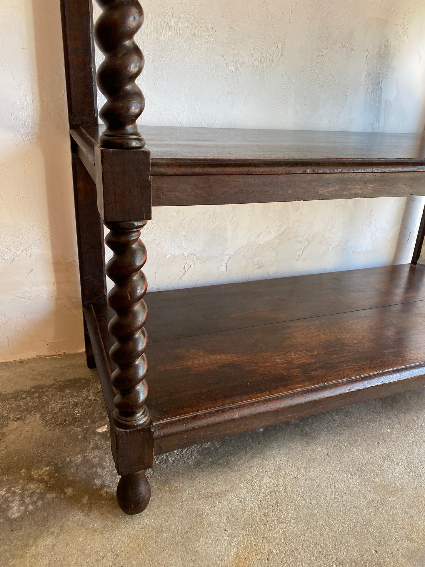 Large Antique English Barley Twist Buffet on Castors c. 1900