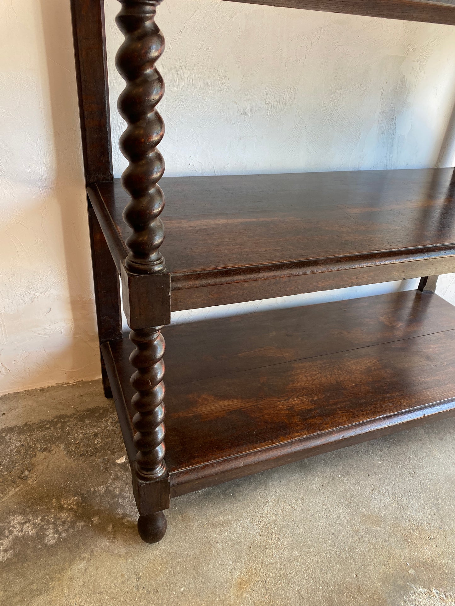 Large Antique English Barley Twist Buffet on Castors c. 1900