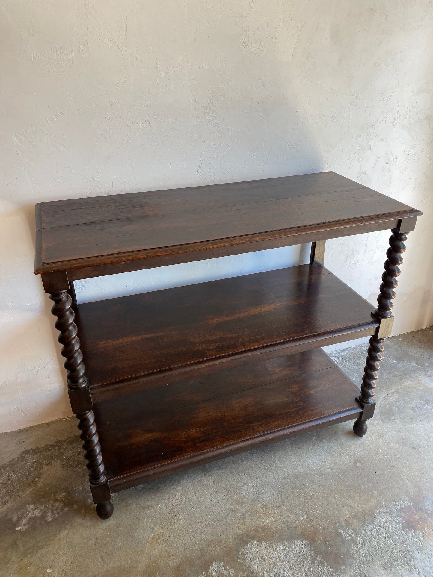 Large Antique English Barley Twist Buffet on Castors c. 1900