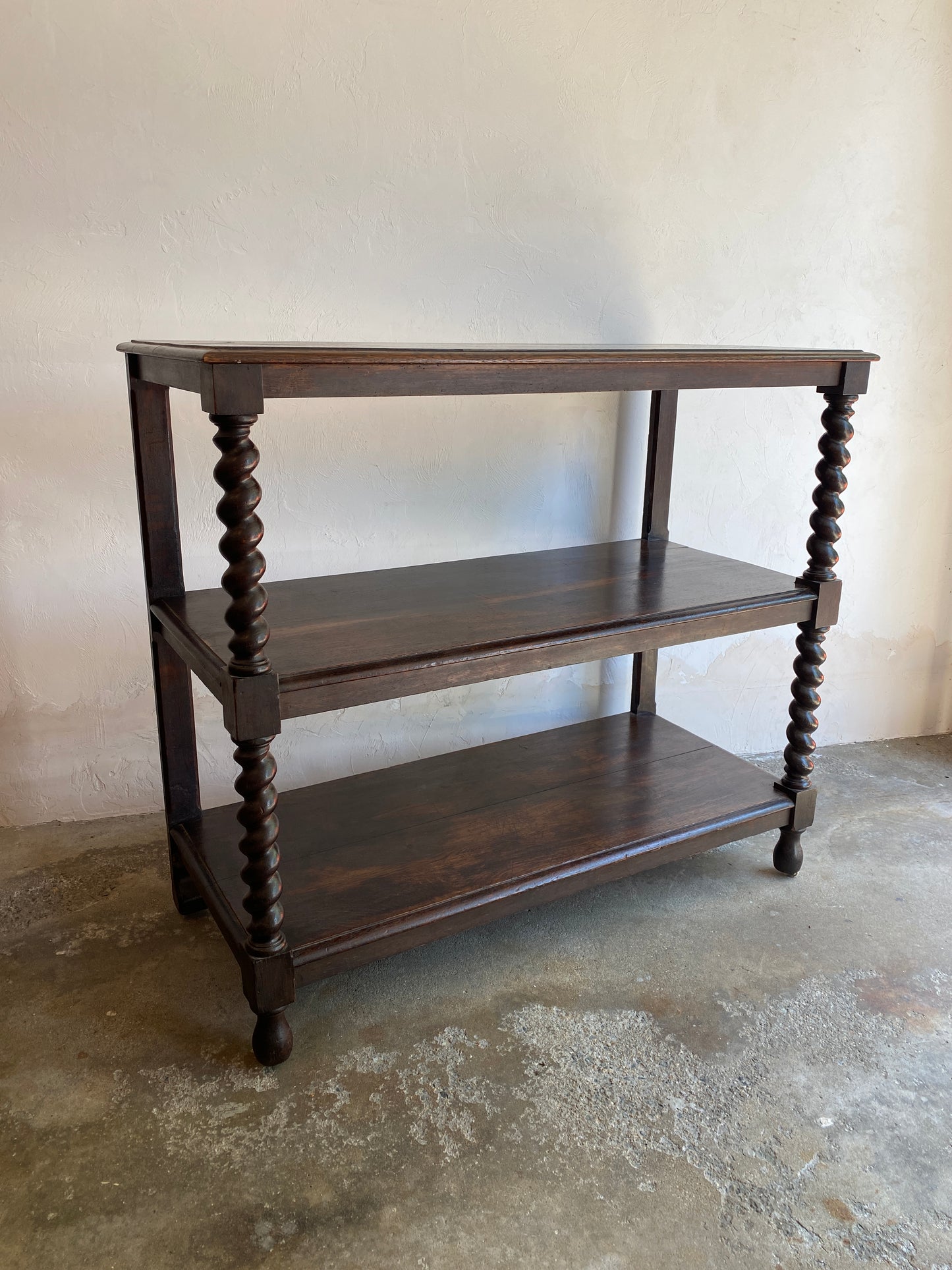 Large Antique English Barley Twist Buffet on Castors c. 1900