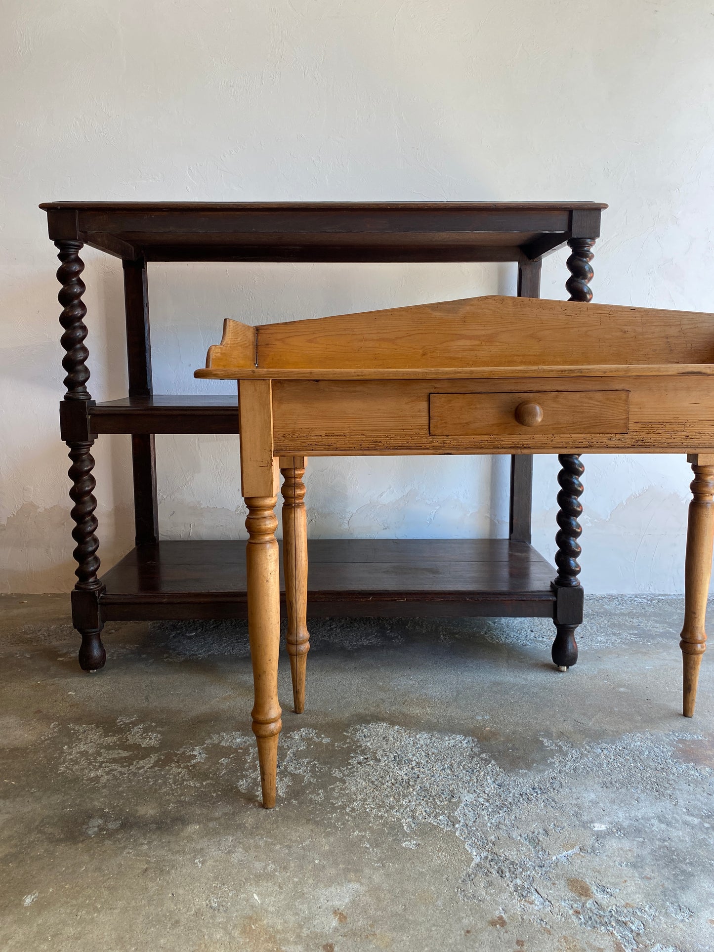 Large Antique English Barley Twist Buffet on Castors c. 1900