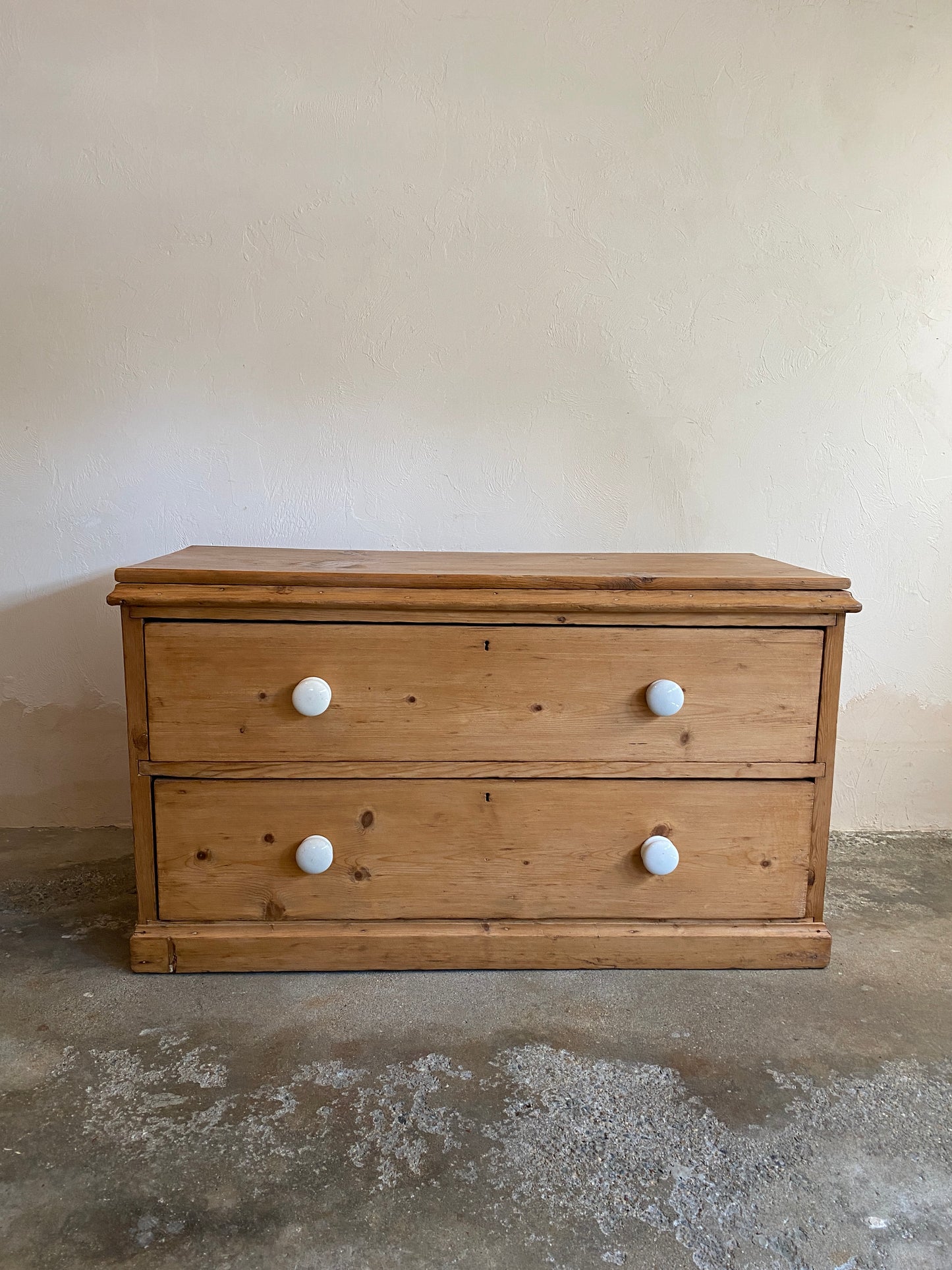 Antique Pine English Drawers with Ceramic Knobs c. 1890