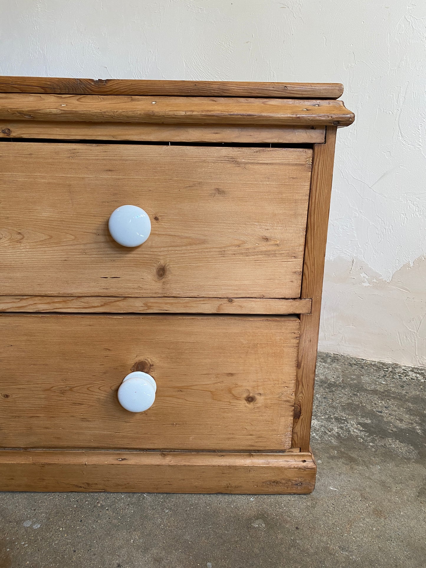 Antique Pine English Drawers with Ceramic Knobs c. 1890