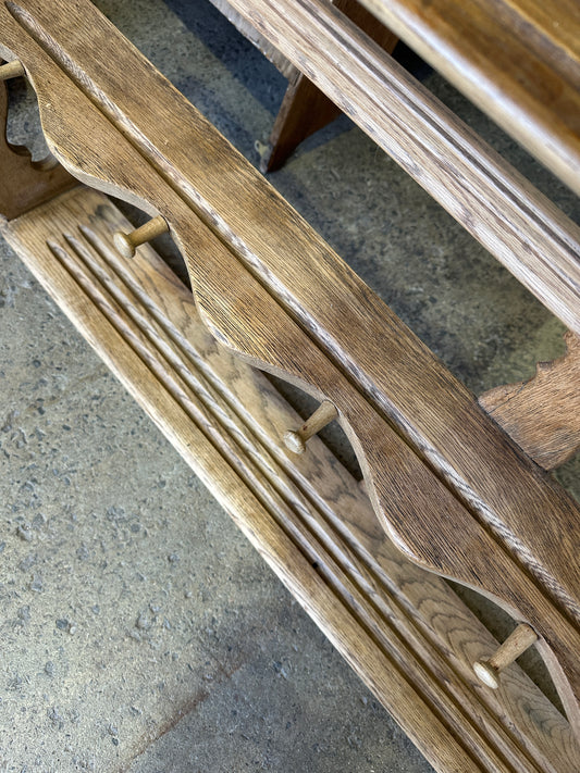 French Antique Oak Waterfall Wall Shelf c. 1900