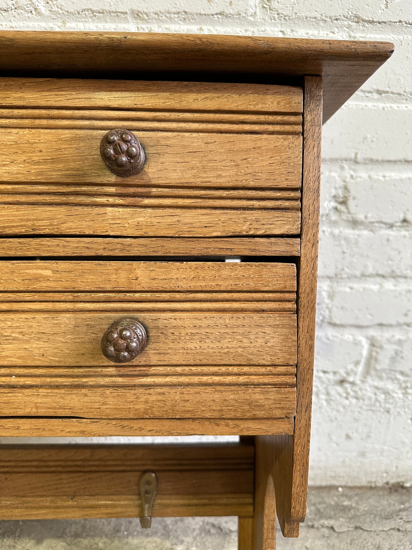 Antique French Wall Shelf with Hooks, c. 1900