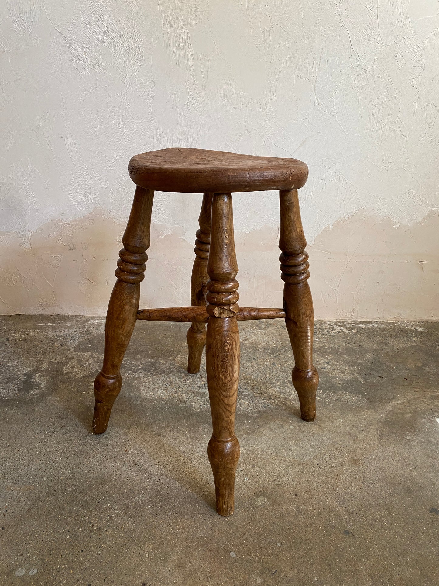 Antique English Elm Stool c. 1890