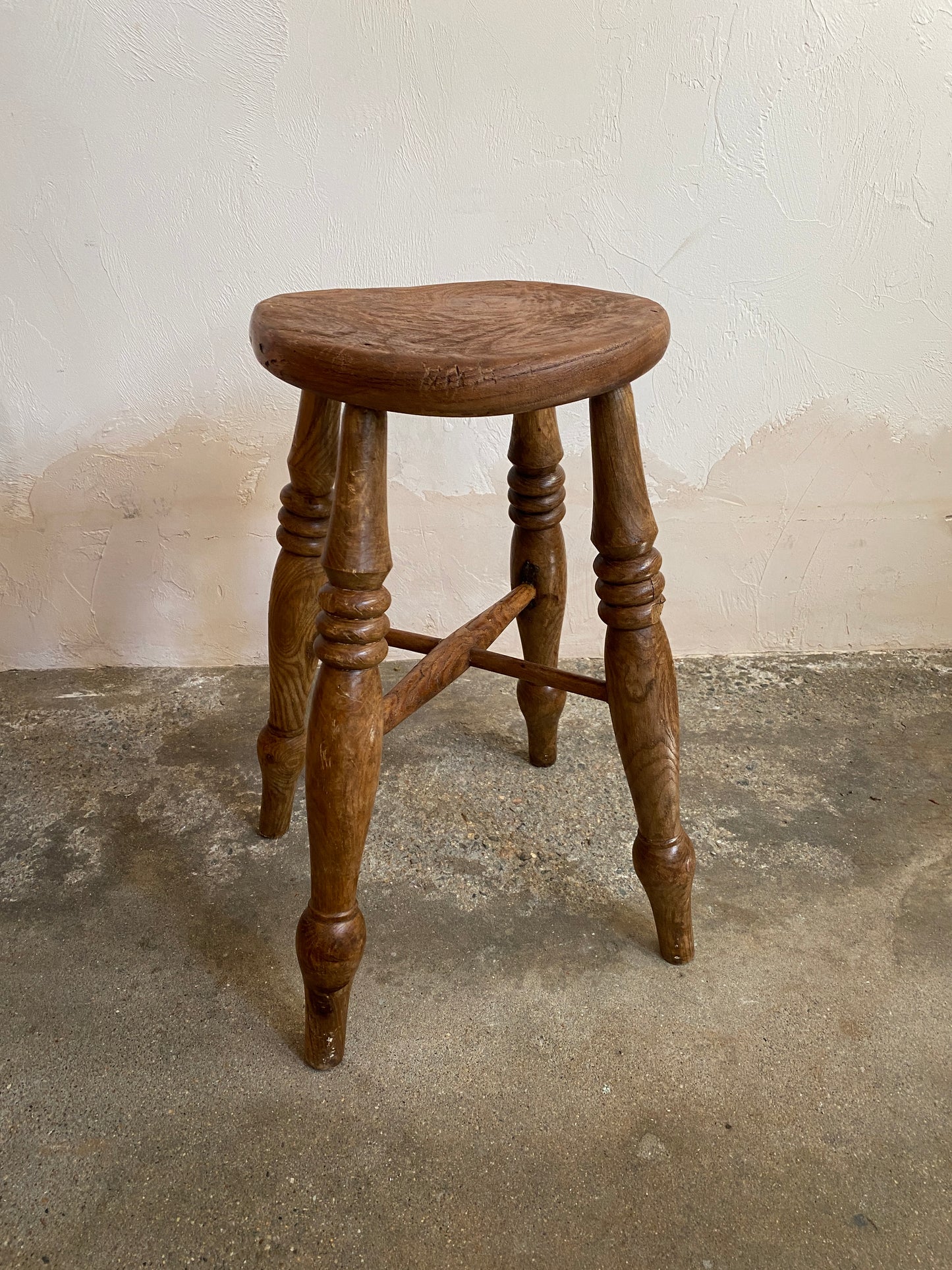 Antique English Elm Stool c. 1890
