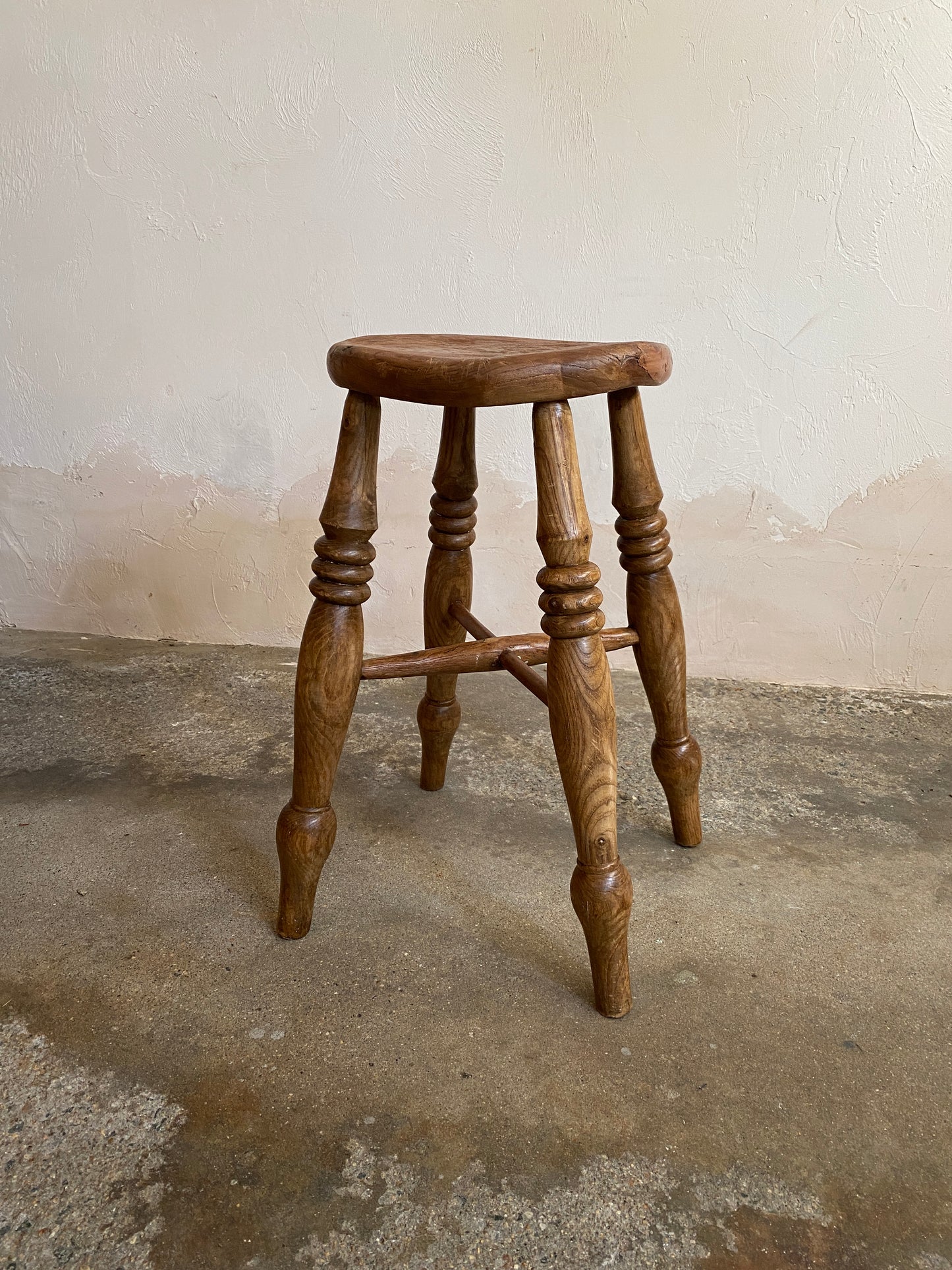 Antique English Elm Stool c. 1890