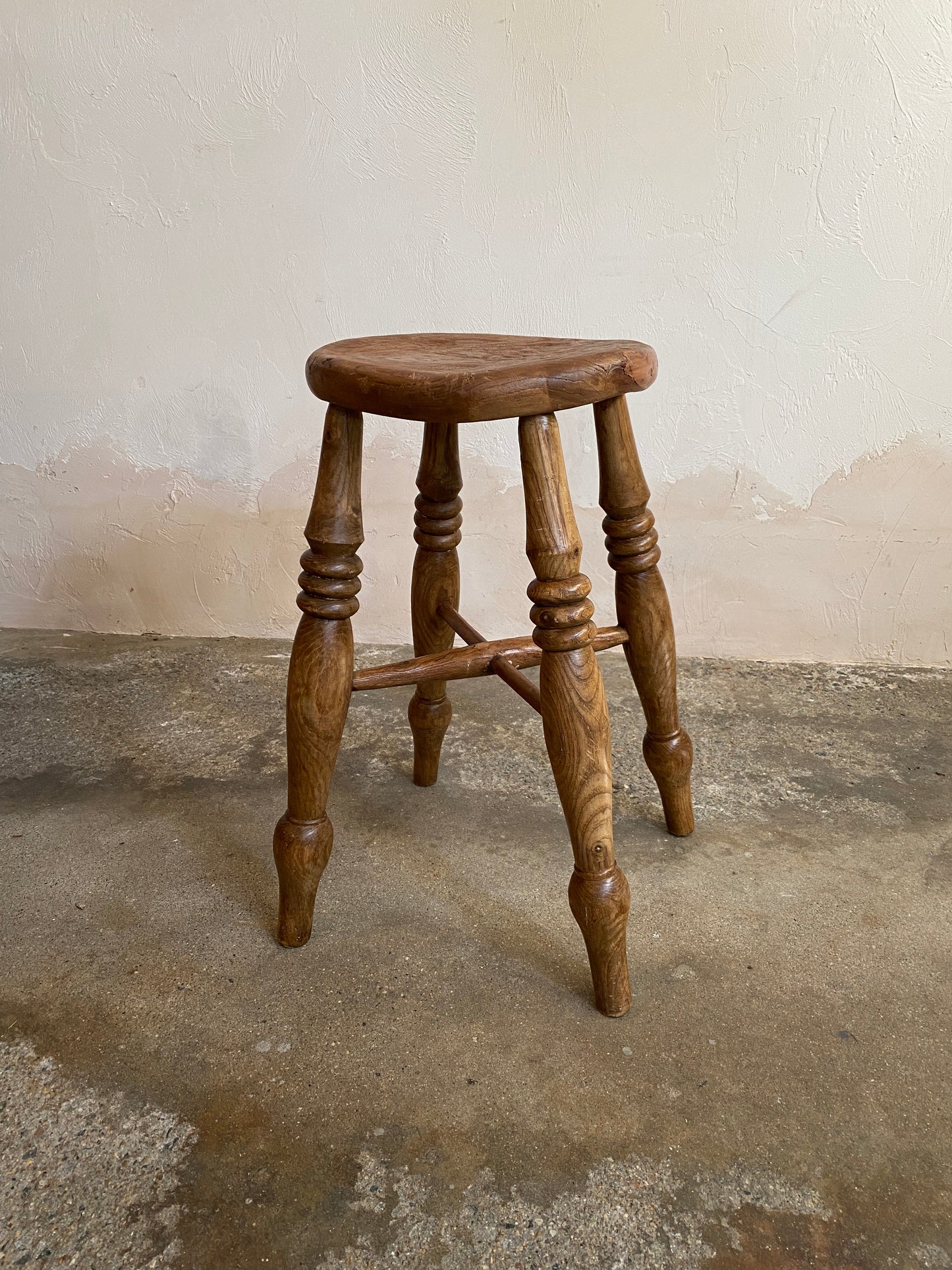 Antique English Elm Stool c. 1890
