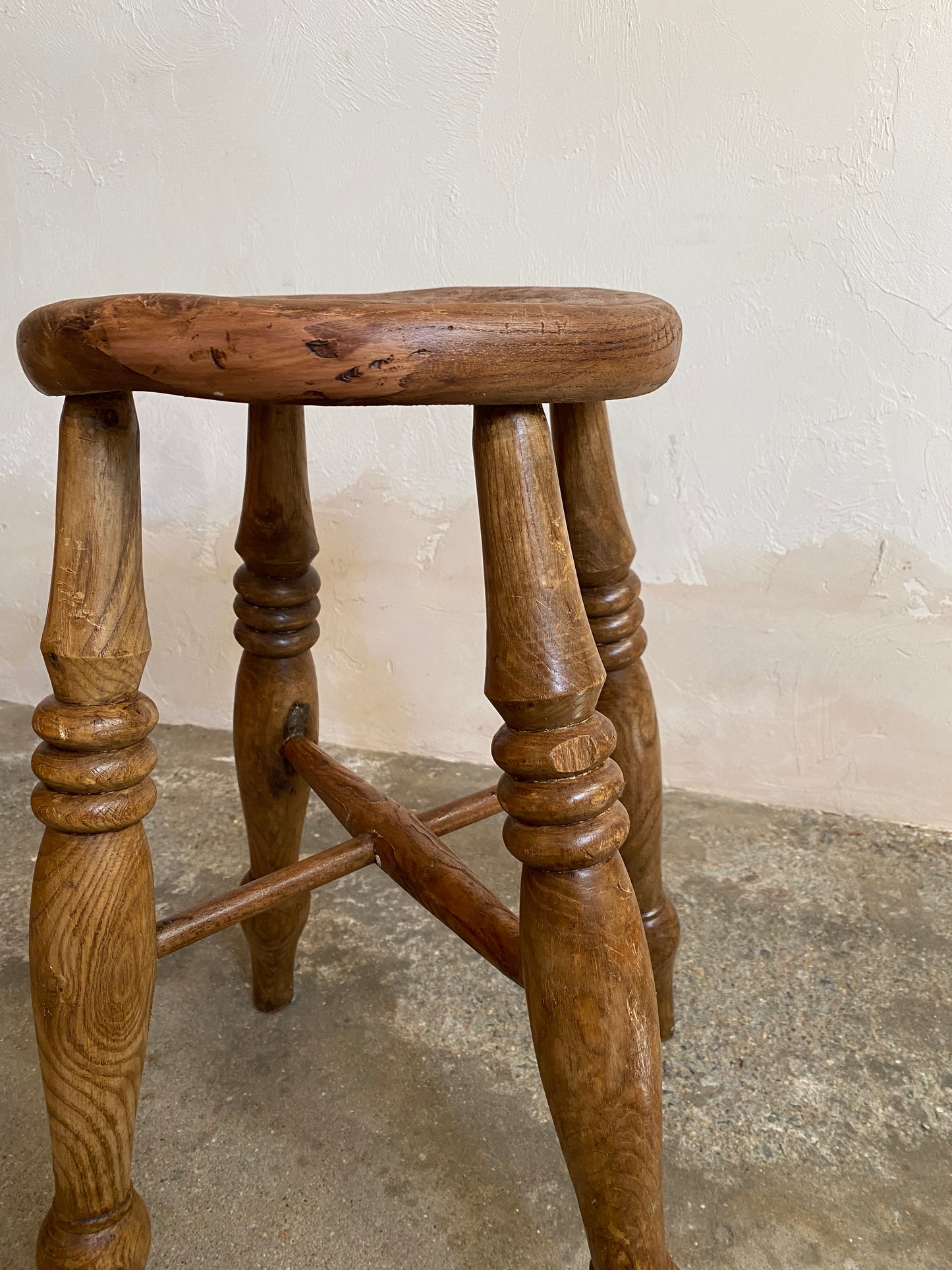 Antique English Elm Stool c. 1890