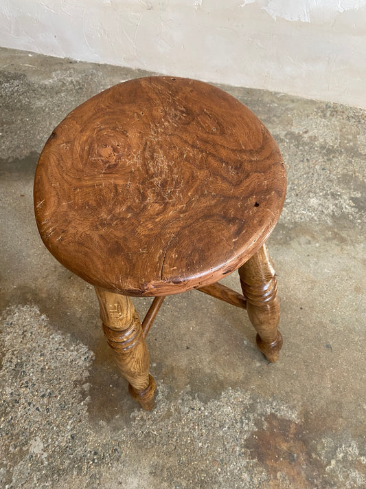 Antique English Elm Stool c. 1890