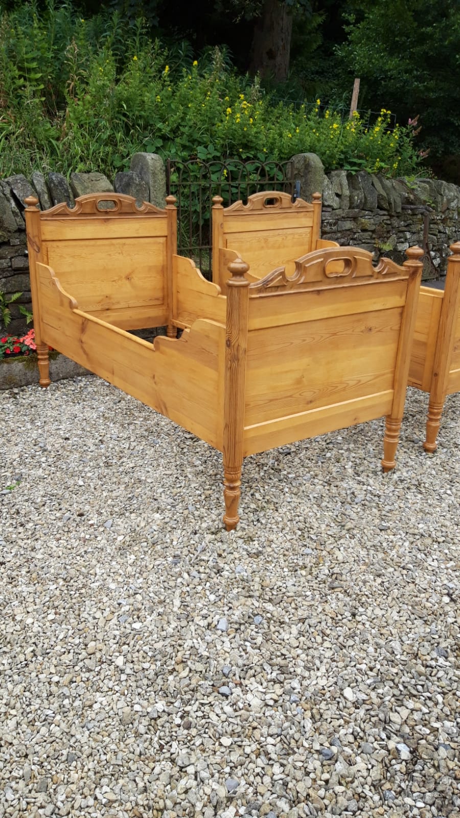 A Pair of Antique Pine Sleigh Beds c. 1900