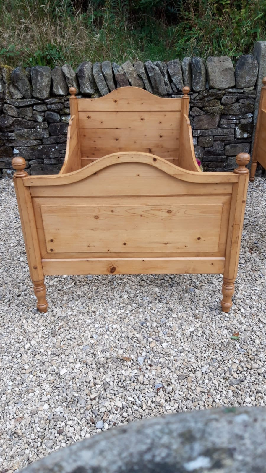 Antique Pine Sleigh Bed with Curved Siderails c. 1900