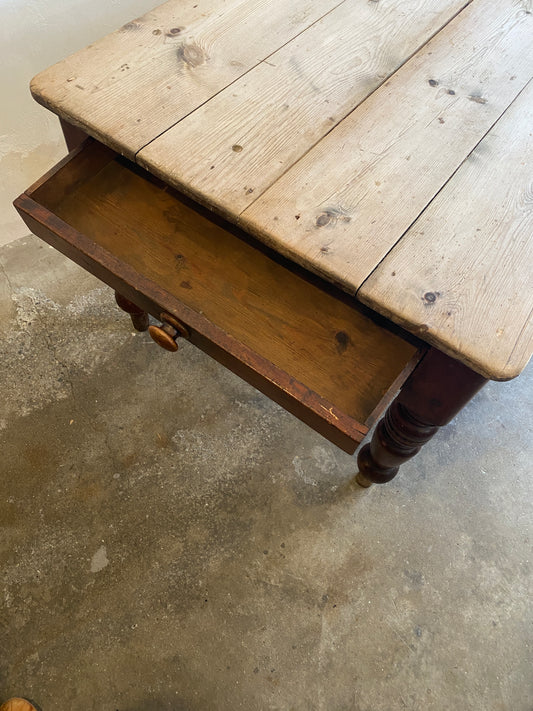 Antique Pine Scrubbed Top Table Circa 1880