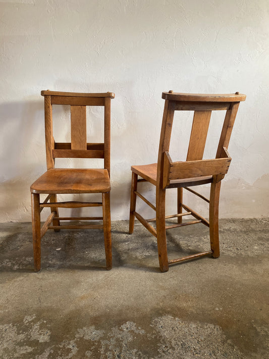 A Set of Six Antique Chapel Chairs
