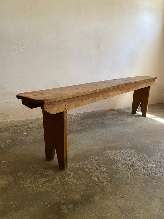 Antique Pine Irish Painted Bench Circa 1900