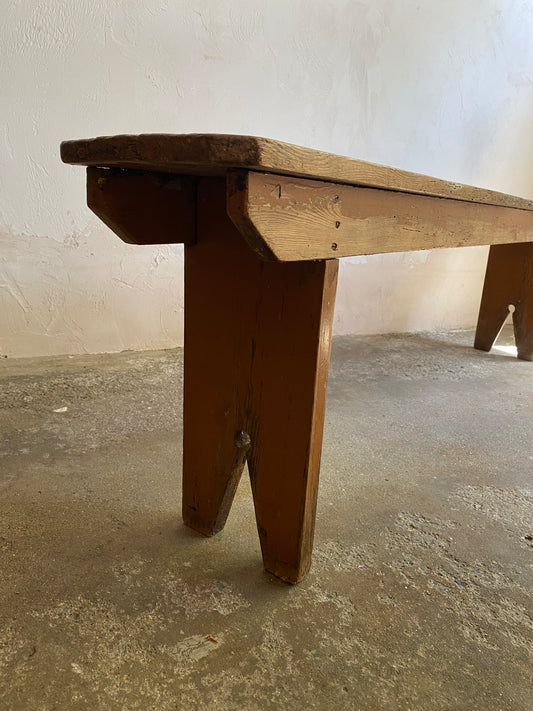 Antique Pine Irish Painted Bench Circa 1900