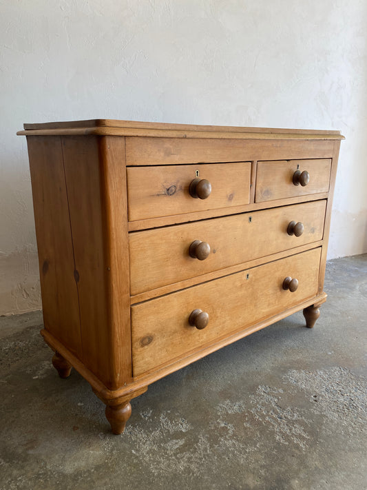 Antique Pine English Chest of Drawers Circa 1880