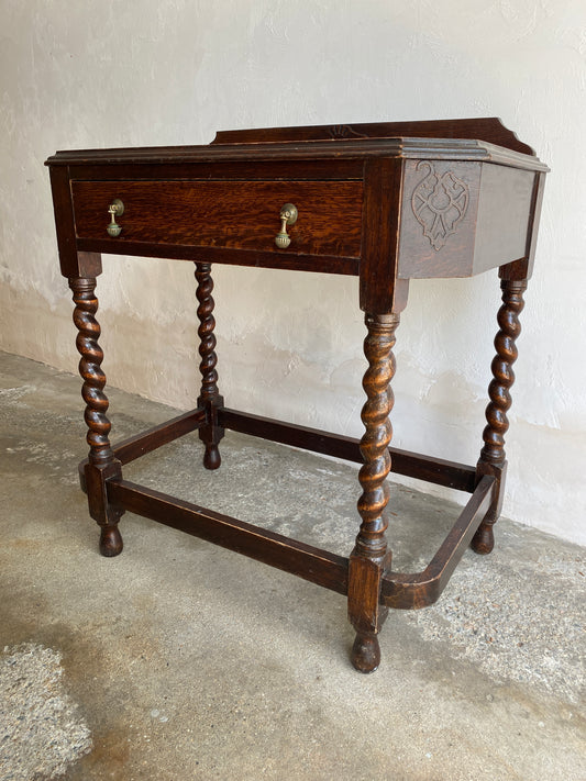 Antique Barley Twist Oak Side Table