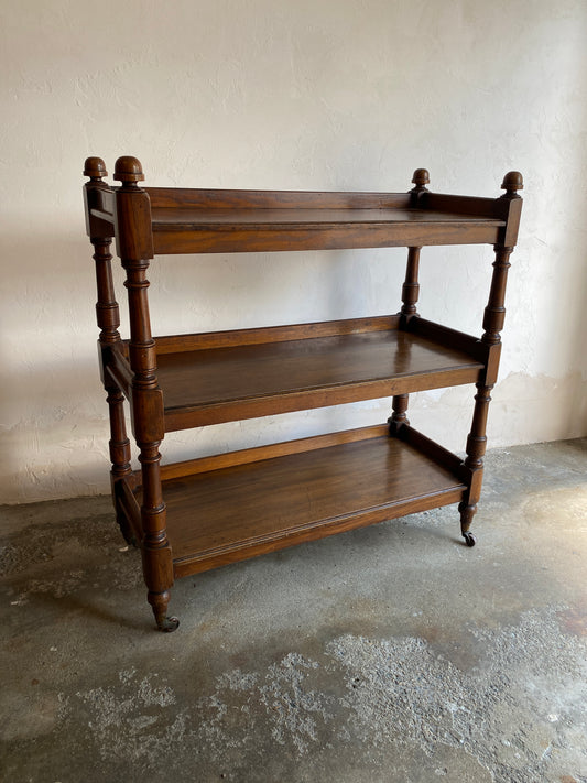 Victorian Oak English Buffet Cart on Castors
